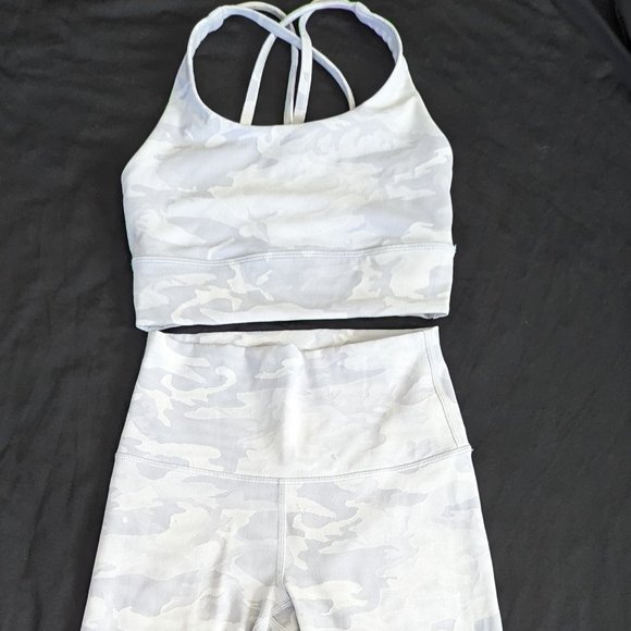 lululemon athletica Pants - Lululemon light grey camouflage print leggings and top size 4 - matching set